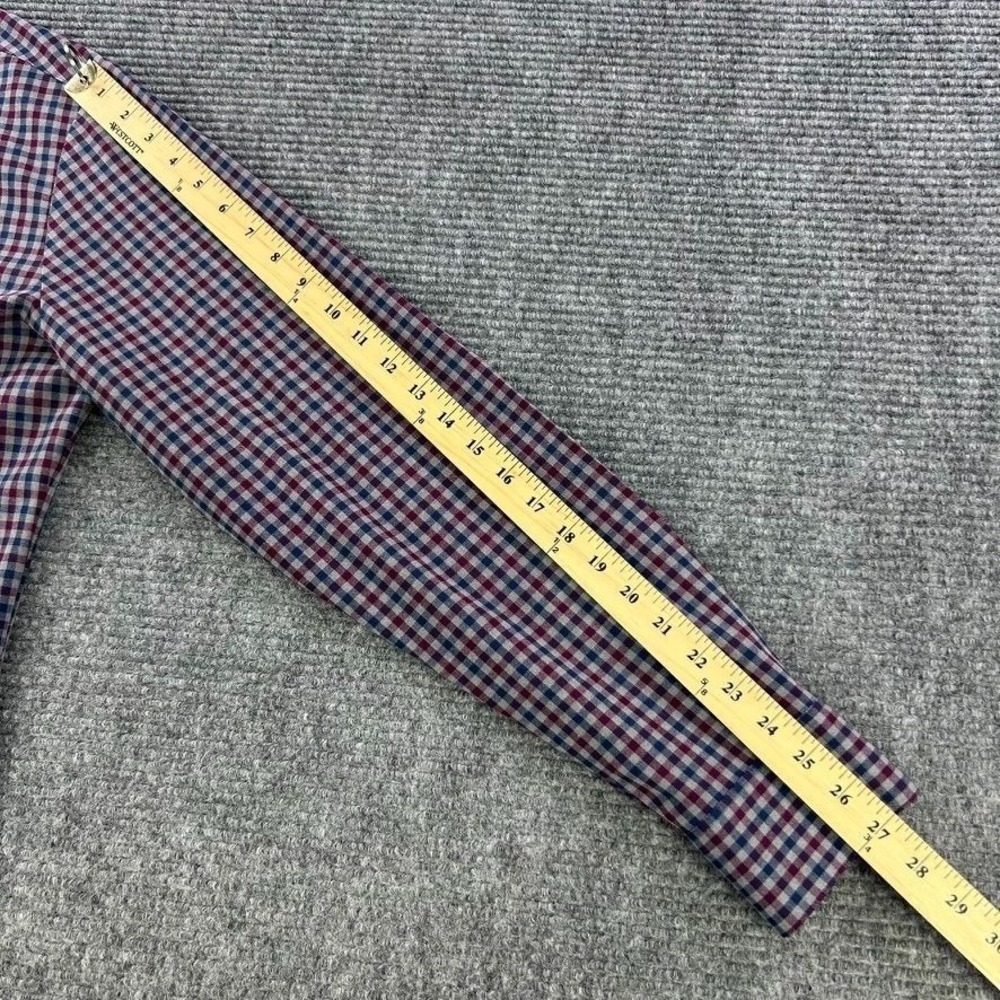 Mizzen + Main Leeward Trim Fit Performance Shirt Mens Large Garnet Gingham Dress - Picture 9 of 10
